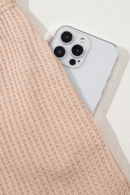 Light French Beige Cactus Graphic Waffle Half Sleeve Tee and Shorts Set