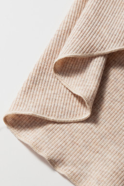 Oatmeal Short Sleeve Half Button Ribbed Top