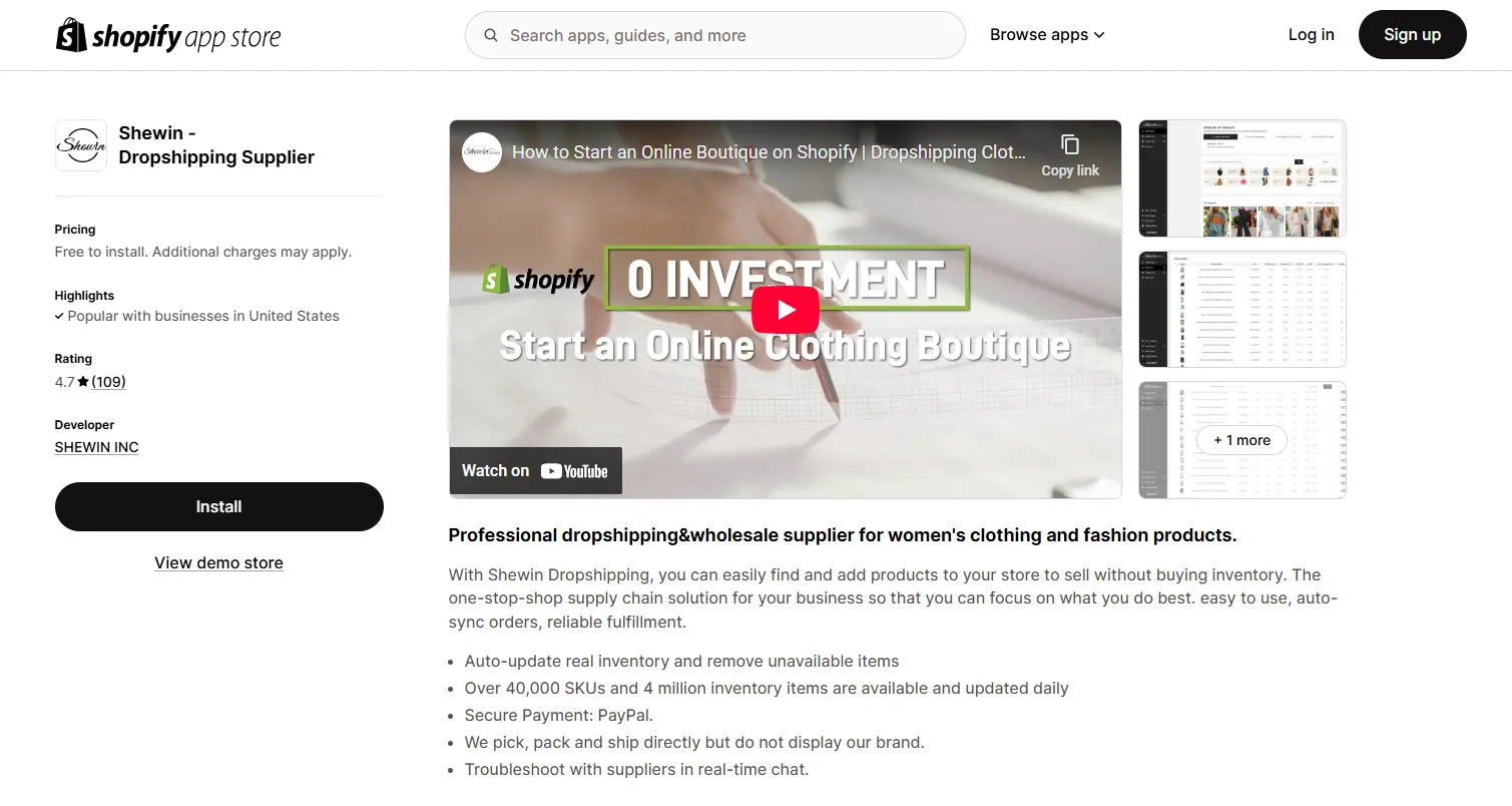 shewin dropshping app