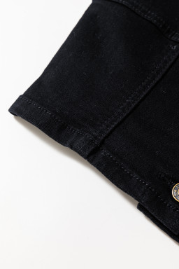 Black Acid Wash Buttoned Cropped Denim Cami Top