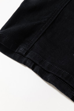 Black Acid Wash Buttoned Cropped Denim Cami Top