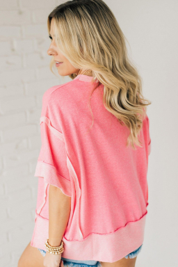 Peach Blossom Girls Trip Nashville Graphic Patchwork Loose T Shirt