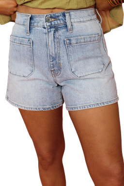 Beau Blue Light Wash High Rise Denim Shorts