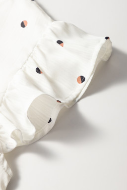 White Polka Dot Print V Neck Sleeveless Shirt