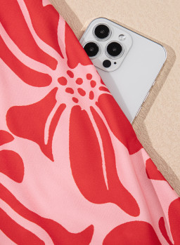 Red Boho Floral V-Neck Ruffle Shoulder Maxi Dress