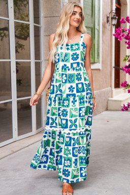 Multicolour Boho Floral Checkered Maxi Dress