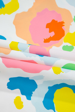 Green Abstract Leopard Short Sleeve Pop of Color Neckline Blouse