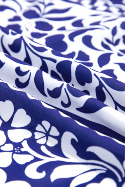 Dirty Blue Floral Print Smocked Waist Sleeveless Dress