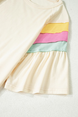 White Colorblock Short Sleeve Round Neck T-Shirt