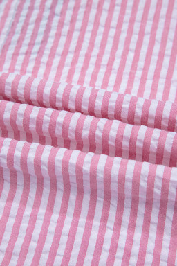 Sachet Pink Striped Dolman Sleeve Pop of Color Neckline Blouse