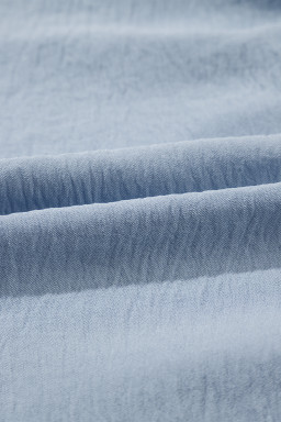 Beau Blue Shirt Collar Button Up Short Puff Sleeve Tiered Shift Dress