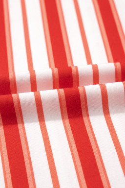 Tomato Red Striped Raglan Sleeve Contrast Neck T-Shirt