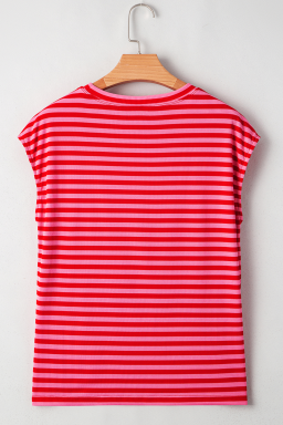 Red Stripe MAMA Graphic Cap Sleeve T Shirt