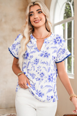 blue floral blouses in bulk