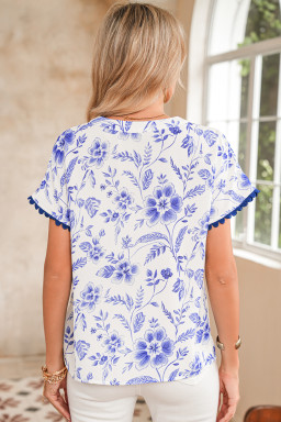 whole sale blue floral blouses