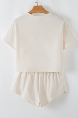 Beige Cows and Bows Cropped Tee and Skort Set