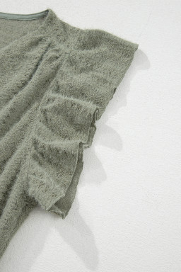 Laurel Green Flutter Sleeve V Neck Shirt