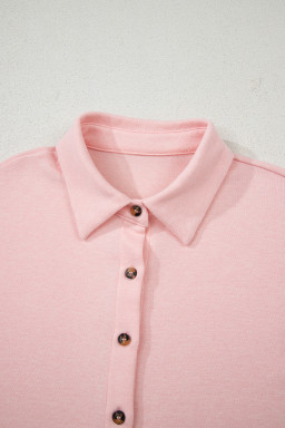 Light Pink Shirred Hem Crop Tank Top Loose Shorts Cardigan 3 Piece Pajama Set