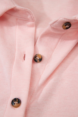 Light Pink Shirred Hem Crop Tank Top Loose Shorts Cardigan 3 Piece Pajama Set