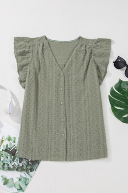 Laurel Green Flutter Sleeve V Neck Shirt