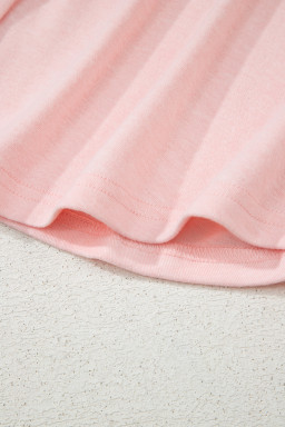 Light Pink Shirred Hem Crop Tank Top Loose Shorts Cardigan 3 Piece Pajama Set