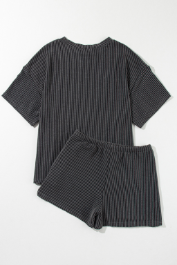 Carbon Grey Rodeo Graphic Patched T Shirt and Shorts Set