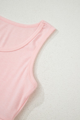 Light Pink Shirred Hem Crop Tank Top Loose Shorts Cardigan 3 Piece Pajama Set