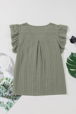 Laurel Green Flutter Sleeve V Neck Shirt