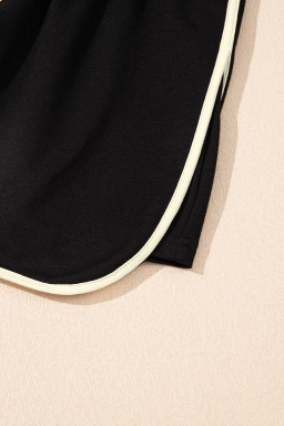 Black Colorblock Edge Drop Shoulder T Shirt and Skort 2Pcs Set
