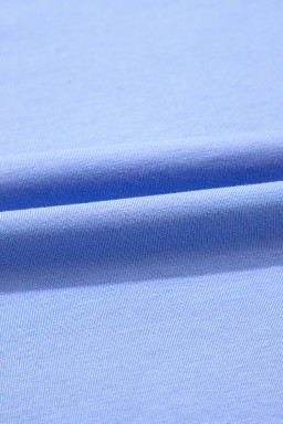 Sky Blue Floral Patchwork Chest Pocket Plus Size T Shirt