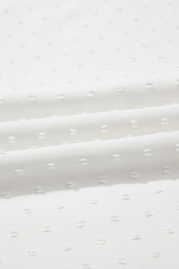 White Swiss Dot Smocked Frill Square Neck Plus Size Dress