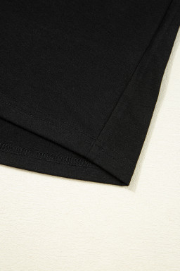 Black Leopard Ruffle Patchwork Sleeve Plus Size Summer Top