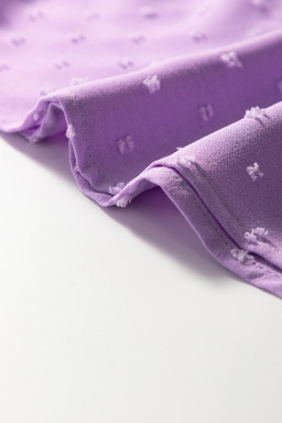 Wisteria Swiss Dot Smocked Frill Square Neck Plus Size Dress