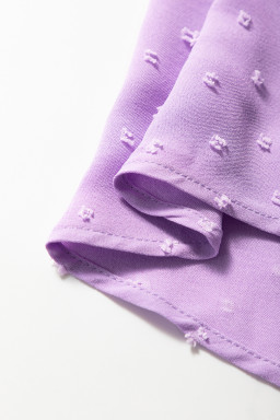 Wisteria Swiss Dot Smocked Frill Square Neck Plus Size Dress