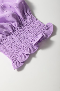 Wisteria Swiss Dot Smocked Frill Square Neck Plus Size Dress