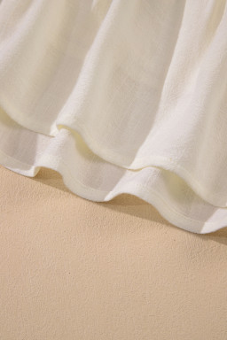 Oatmeal Solid Color Tie Strap Ruffle Tiered Mini Dress