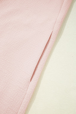 Light Pink Textured Flutter Sleeve Square Neck Bow Back Mini Dress