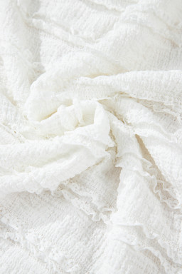 White Frilled Trim Bubble Sleeve Blouse