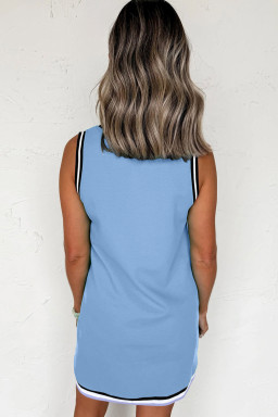 Myosotis Contrast Trim V Neck Sleeveless Mini Dress