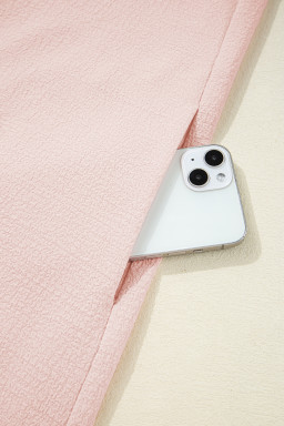 Light Pink Textured Flutter Sleeve Square Neck Bow Back Mini Dress