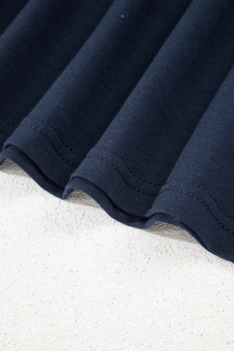 Dirty Blue Solid Color Round Neck T Shirt