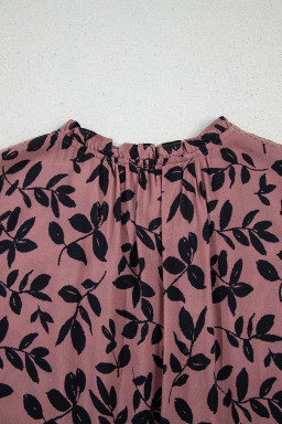 Brown Floral Print Tie Neck Sleeveless Top