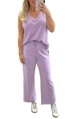Orchid Petal Tank and Straight Loose Drawstring Pants Set