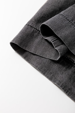 Carbon Grey Mineral Wash Button High Waist Wide Leg Jeans