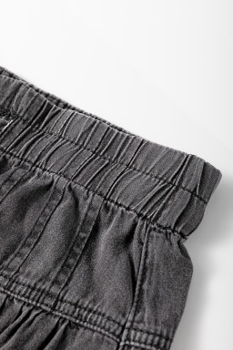 Carbon Grey Mineral Wash Button High Waist Wide Leg Jeans