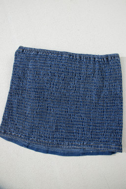 Sail Blue Vintage Bow Front Smocked Back Denim Tube Top