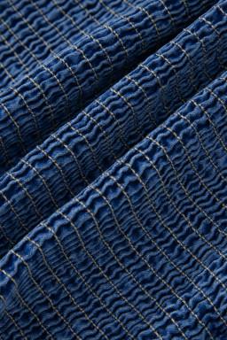 Sail Blue Vintage Bow Front Smocked Back Denim Tube Top