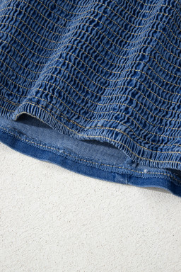 Sail Blue Vintage Bow Front Smocked Back Denim Tube Top