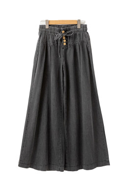 Carbon Grey Mineral Wash Button High Waist Wide Leg Jeans