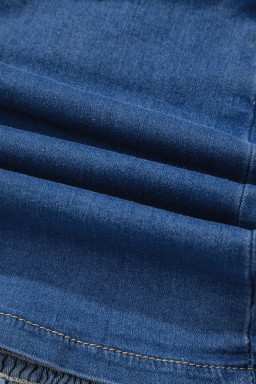 Sail Blue Vintage Bow Front Smocked Back Denim Tube Top